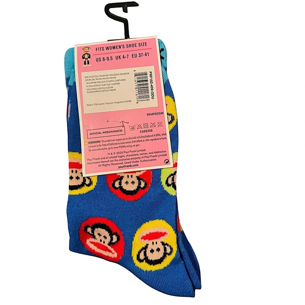 Paul Frank Julius the Monkey Novelty Socks Women’s Size 6-10 Y2K NWT